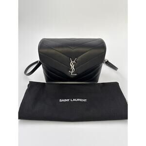 Saint Laurent YSL Black Quilted Leather Crossbody Bag – Silver Hardware